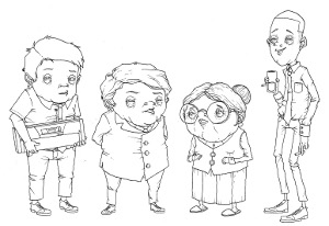 Desenho com as proporções dos personagens