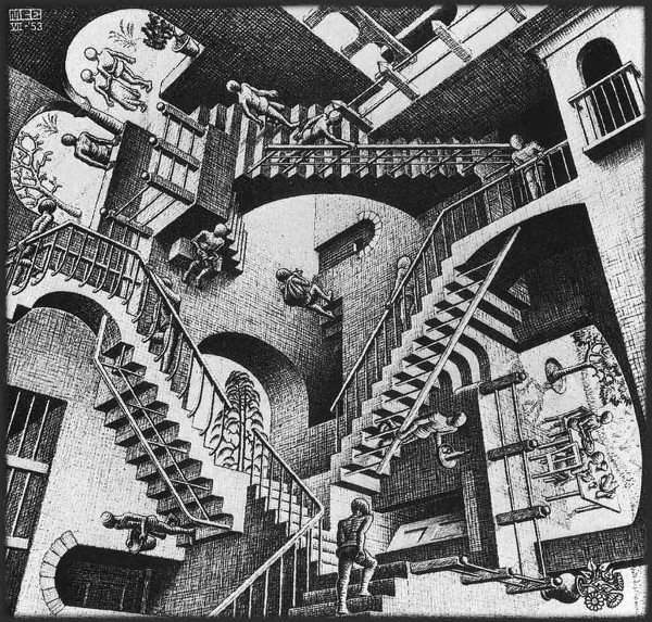 Relativity, de M. C. Escher (litografia) - 1953